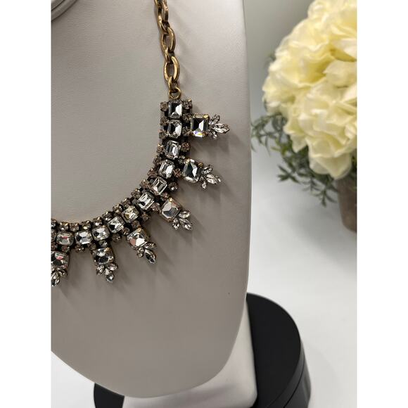 J. crew Sparkling Rhinestone Fancy Bling Statement Gold Ox Necklace - Picture 3 of 10